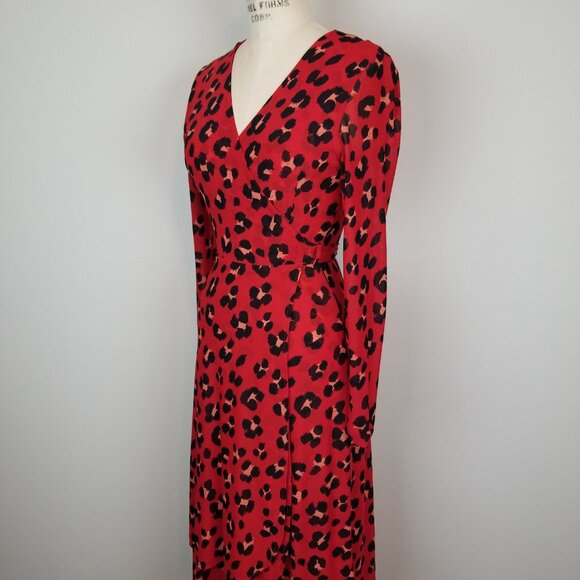CAbi Sexy 5771 Siren Red Leopard Nylon Net Midi Wrap Dress * Ladies Size XS NEW - Picture 4 of 11